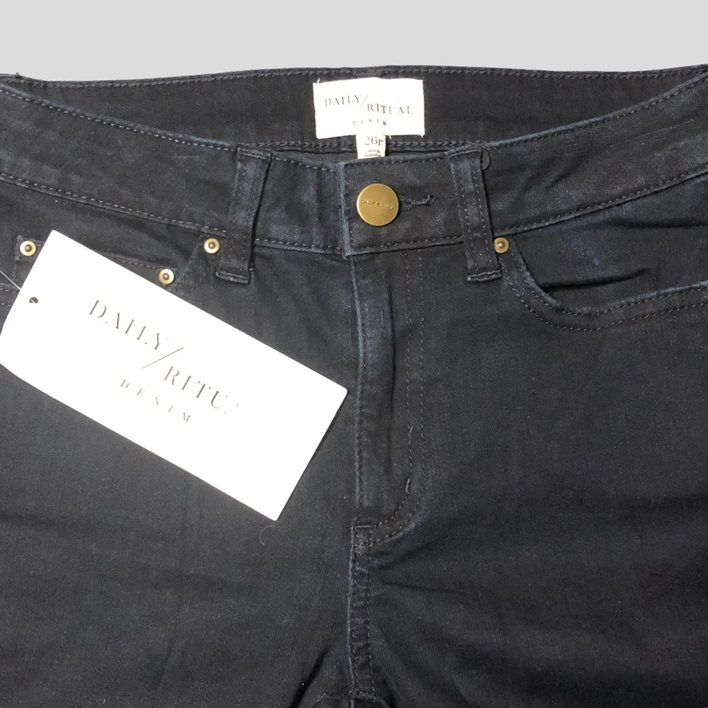 Slim Fit Jeans Dark Blue Stretch by Daily Ritual Women’s Size Waist 26 X 29 NEW - Picture 8 of 11